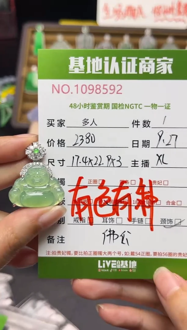 吊坠(不含链)银S925镶嵌翡翠多人