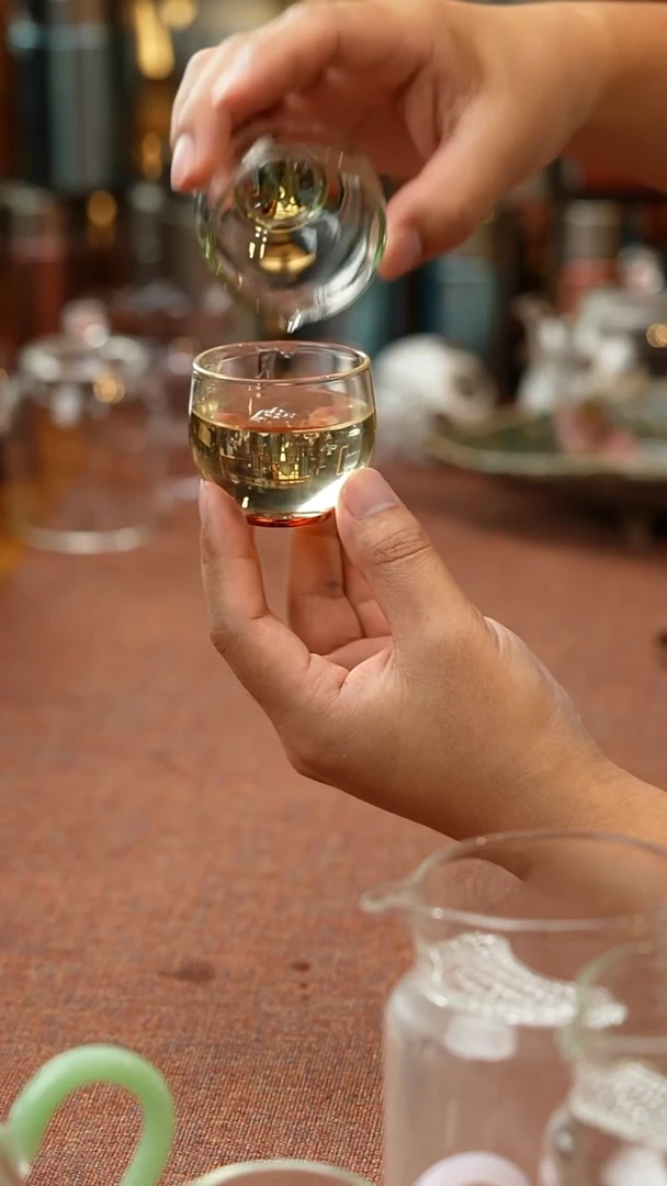 暗香疏影/圆融杯/手工彩璃窨底/琥珀