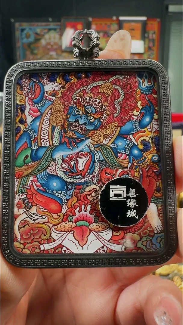 吊坠壹善缘城手绘唐卡大黑天