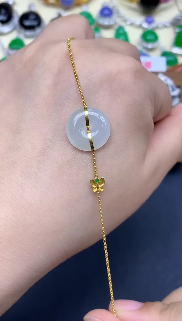 18K金镶嵌手链翡翠94-中国好珍宝