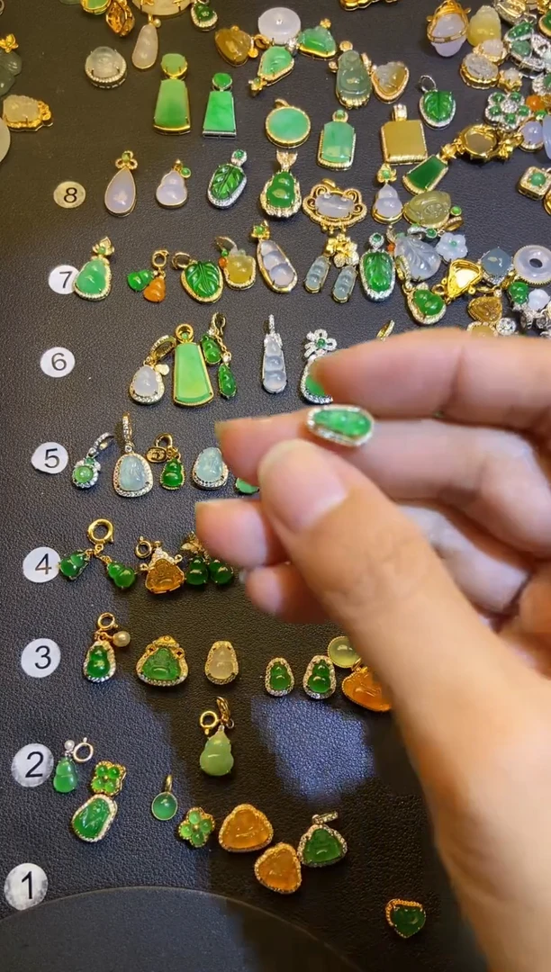 吊坠(不含链)银S925镶嵌翡翠11