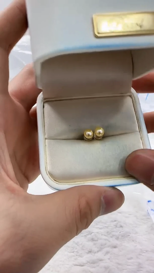 【闪购商品】海水珍珠DA银S925镶嵌ss202 羽皇金耳钉