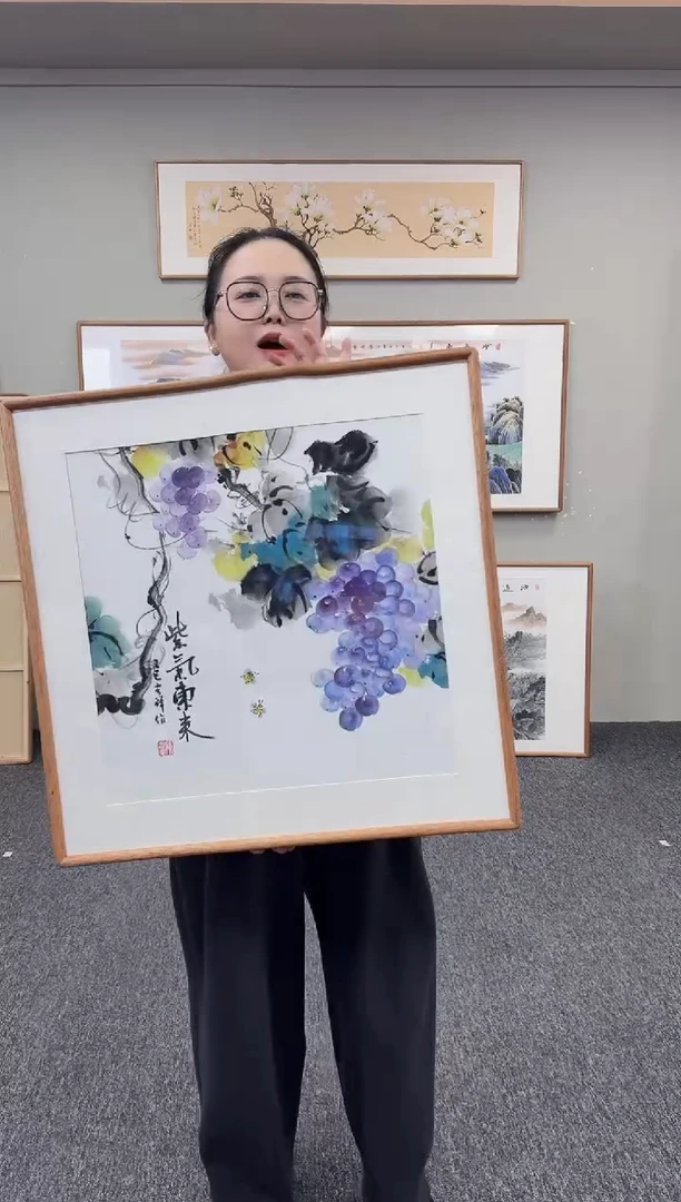 国画紫气东来60*60