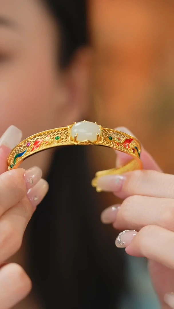 和田玉手镯银S925镶嵌新款