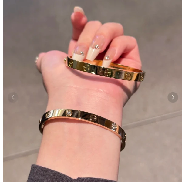 4钻金色女窄版日韩手镯原创设计时尚圈口以下