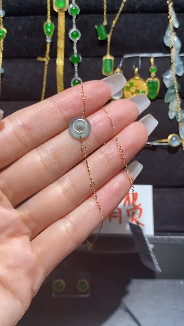 【闪购商品】翡翠手链18K金镶嵌手链