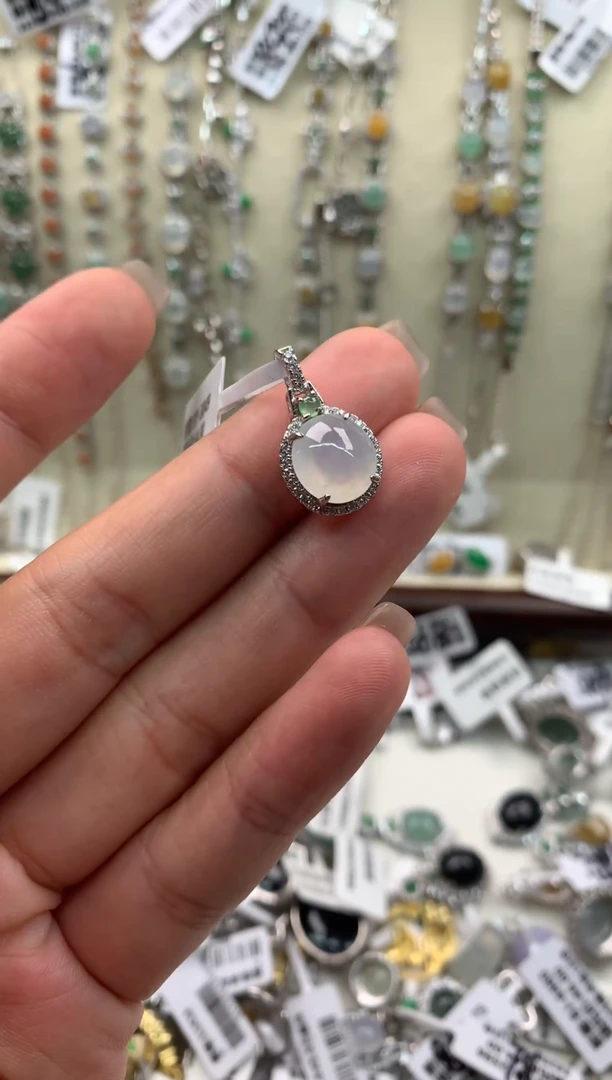 翡翠银S925镶嵌吊坠(不含链)64