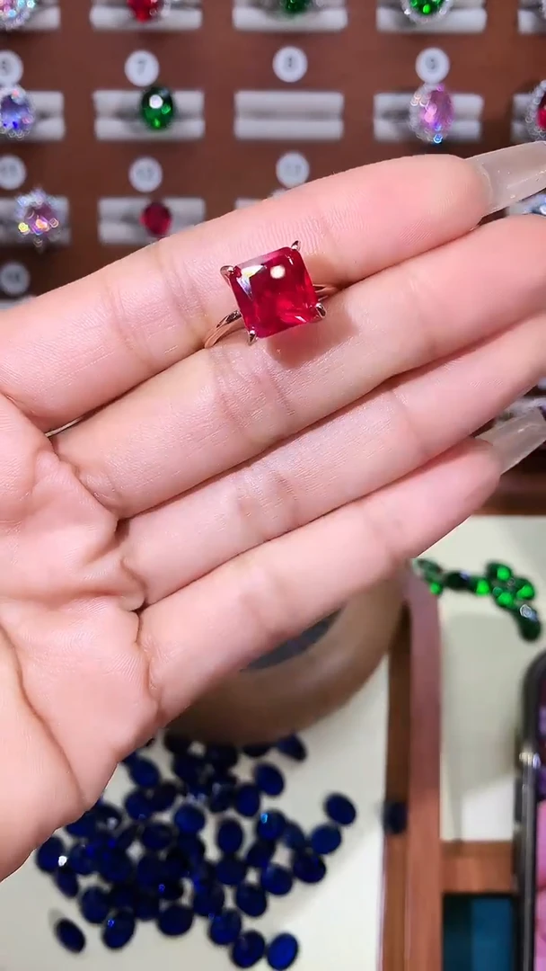 无925银鸽血红色戒指玫瑰金