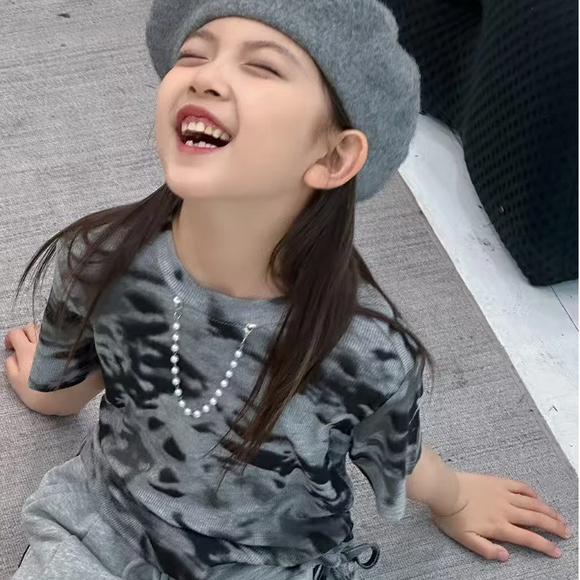 26867高端专享老林家夏季天花板女宝短袖灰色（B）