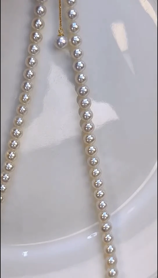 淡水珍珠18K金镶嵌项链5-6