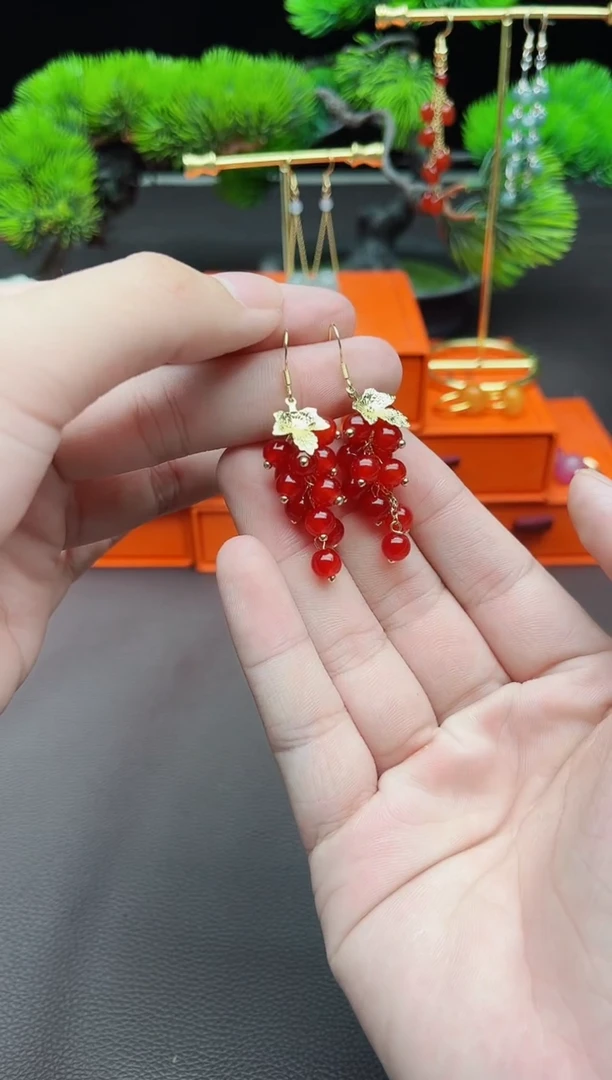 玛瑙/玉髓耳饰银S925镶嵌207