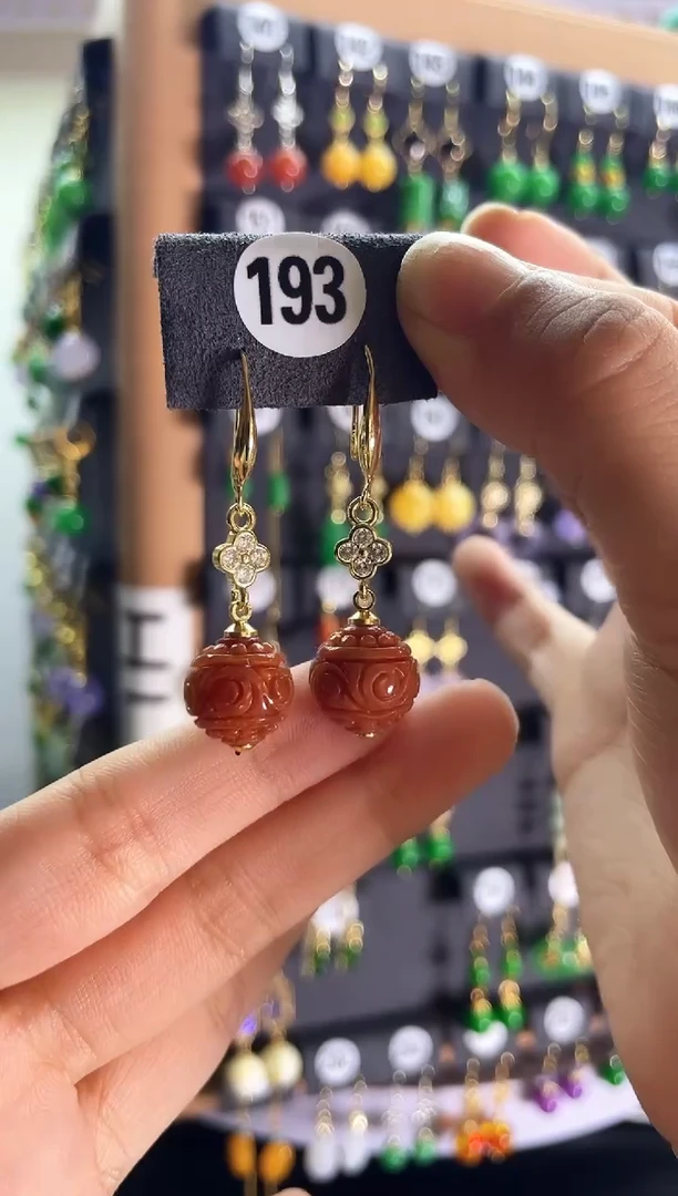 【闪购商品】翡翠耳饰银S925镶嵌193