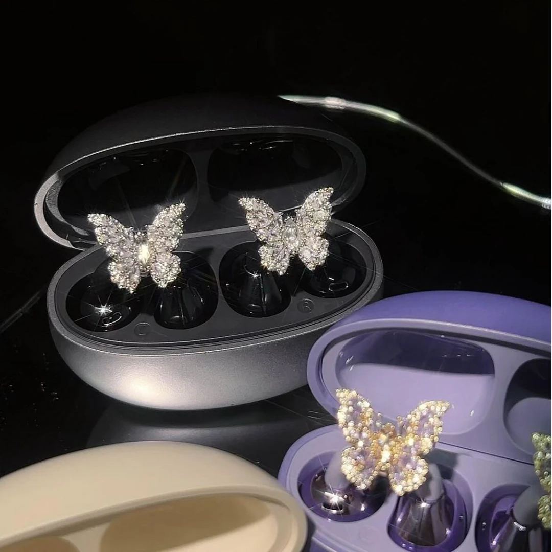 马眼款蝴蝶钻扣奢华高级感满钻FreeClip耳机耳夹万能diy扣子耳饰