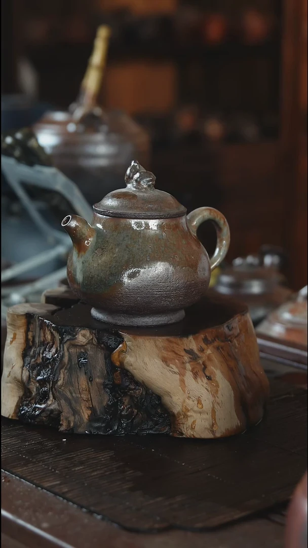 紫砂全手工潘壶壶（蓝）