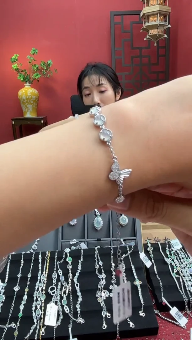 银S925镶嵌手链翡翠003950R