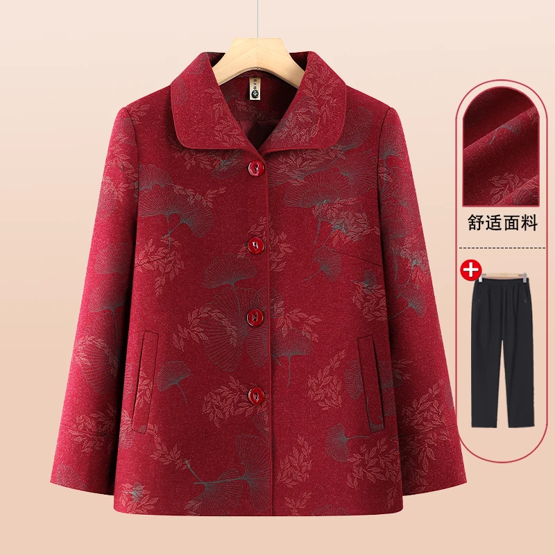 2025翻领奶奶装中老年女装老太太碎花老年开衫外套老人妈妈装中年