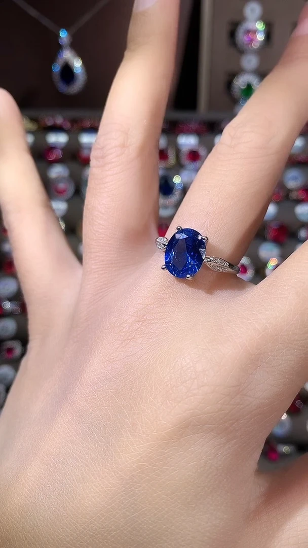 戒指蓝宝石银S925镶嵌810