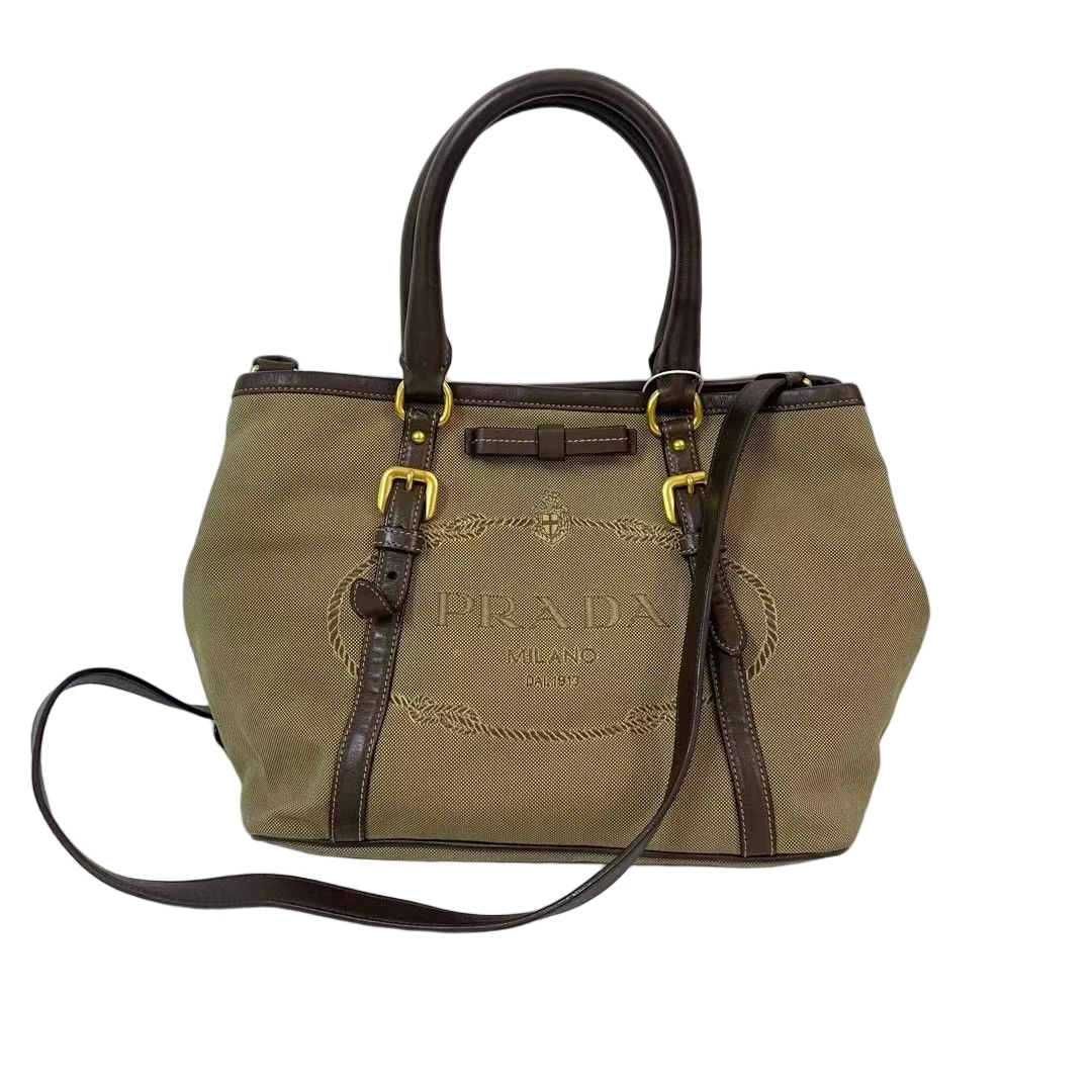 95新 Prada/普拉达 Prada帆布拼皮单肩斜挎包  Y-51018