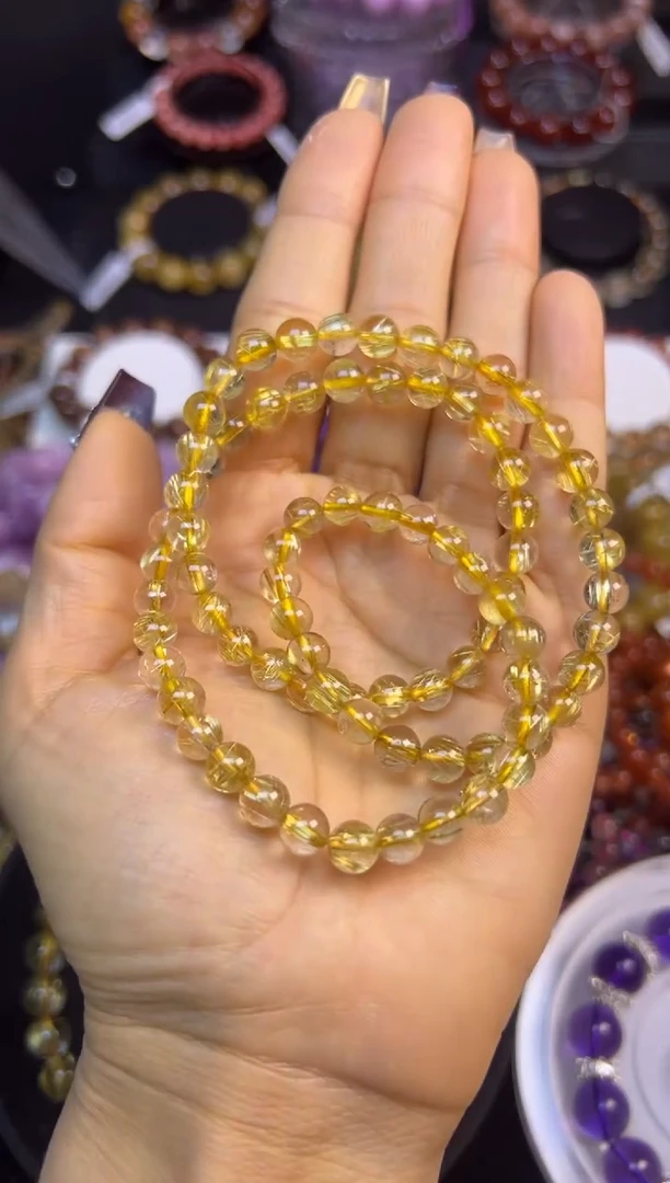 未镶嵌手串水晶金发晶三圈6.8mm