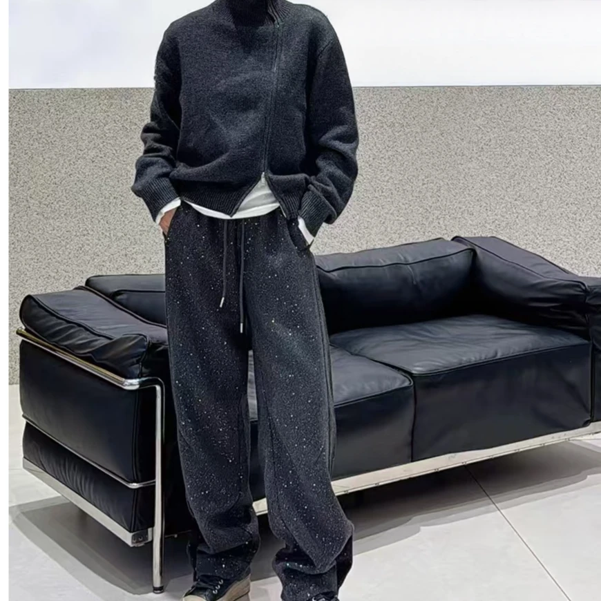 休闲百搭亮晶晶微喇阔腿裤2407