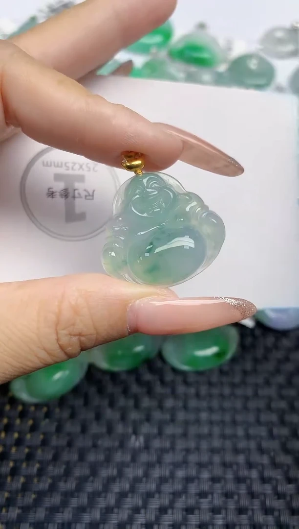 颈饰18K金镶嵌翡翠天然缅甸A货翡翠百元以上9元证书费自理