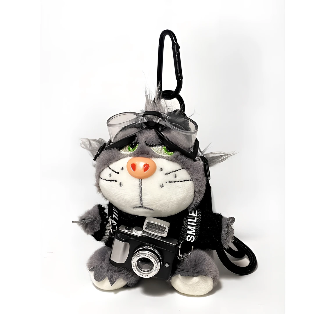 卡通相机路西法猫包包挂件女生毛绒公仔钥匙扣玩偶书包挂饰送礼物