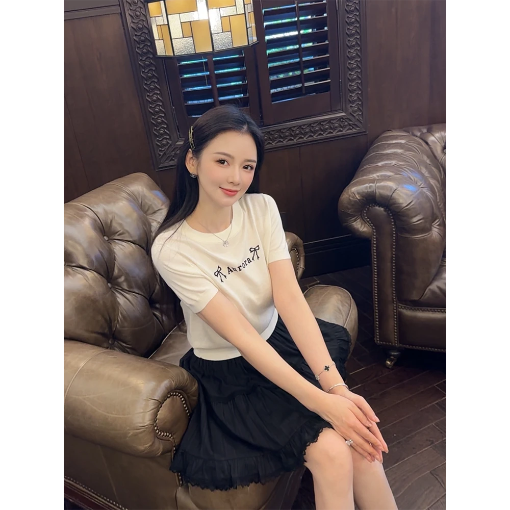 TTa Studio 字母刺绣圆领短袖T TTA052004