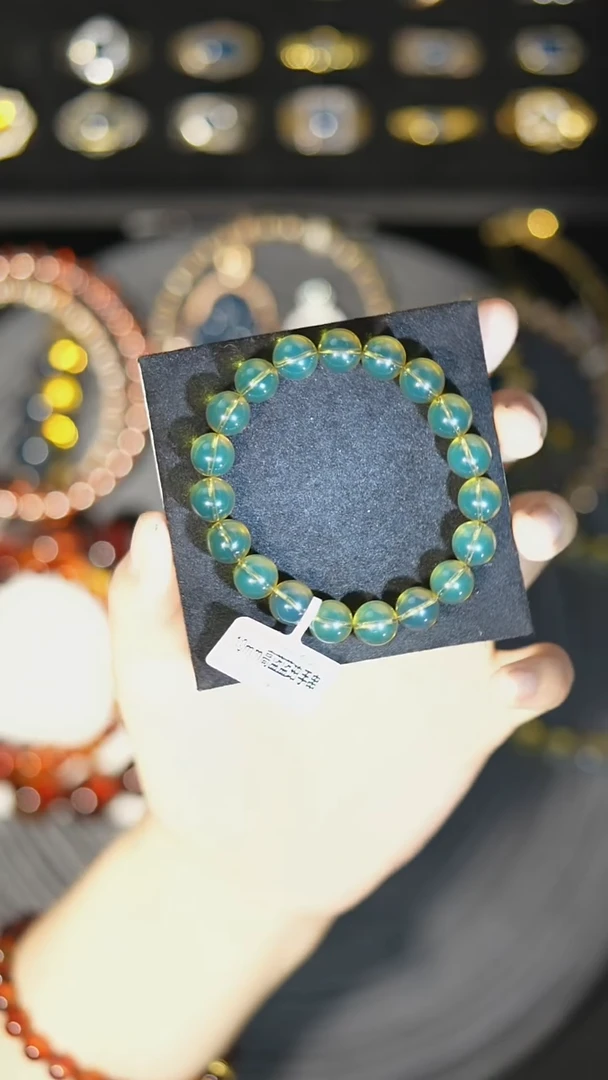 【闪购商品】琥珀裸石未镶嵌10mm墨西哥高蓝单圈