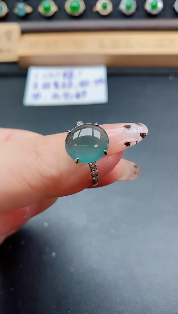 银S925镶嵌戒指翡翠1