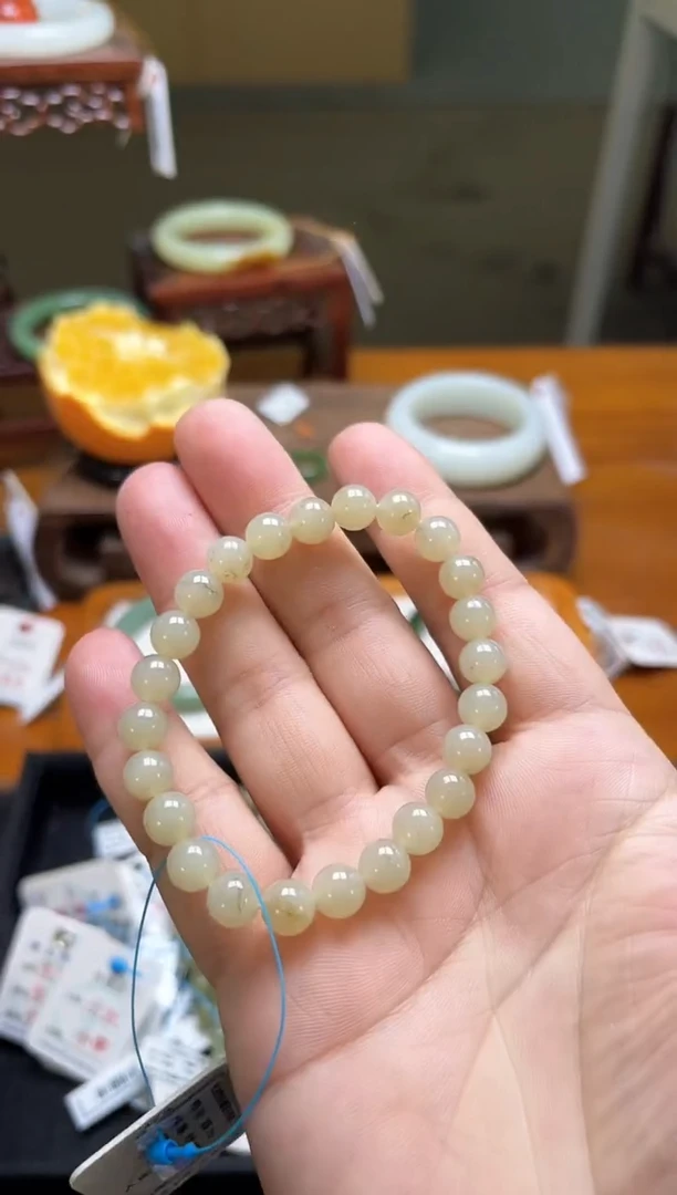 未镶嵌手串和田玉卡8吐拉牧场 圆珠