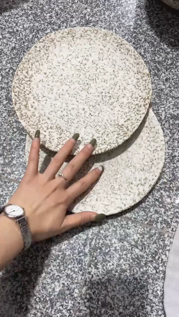 瓷荔枝陶瓷 微瑕品质 8寸石头纹平盘2个