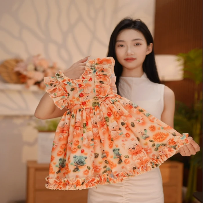 【Y.d7391】2025新款女童气质印花日常公主裙女宝夏季无袖连衣裙