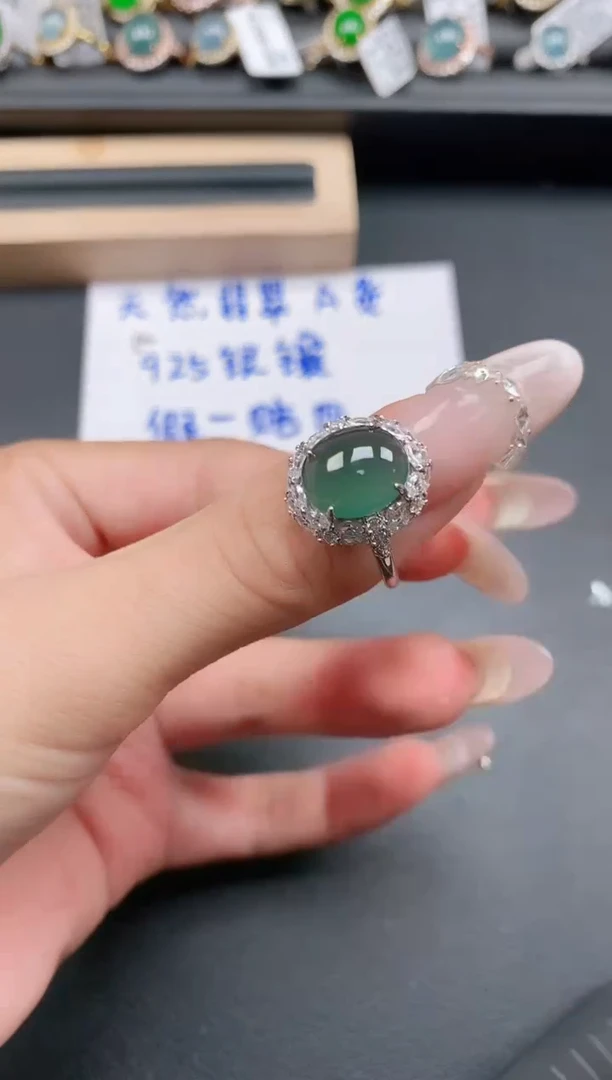 银S925镶嵌戒指翡翠111
