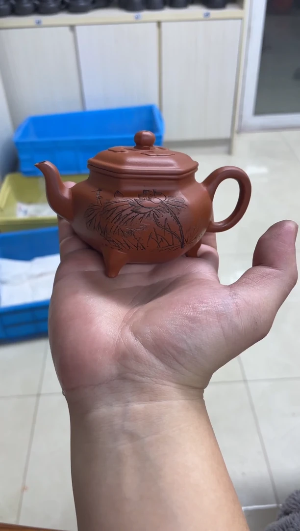 茶壶紫砂看**尘刻绘大彬如意