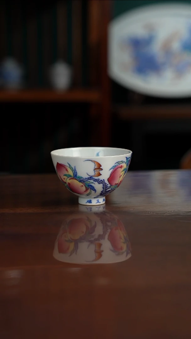 空山明月 新斗彩 九套杯