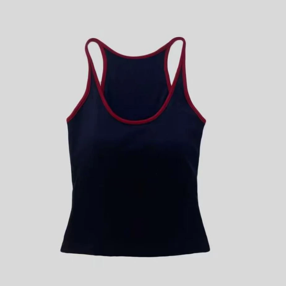 【暖氧珍珠绒螺纹】新款秋季法式U领吊带背心固定显瘦遮副乳美背女