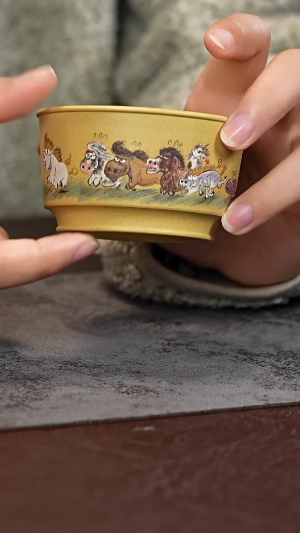 茶杯紫泥八骏图000