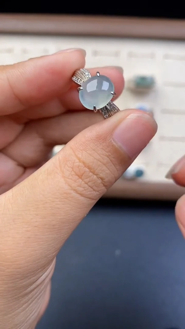 翡翠戒指银S925镶嵌525255