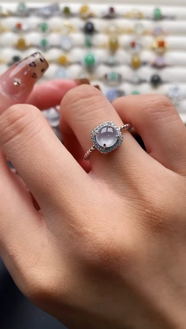 银S925镶嵌戒指翡翠22222222+6