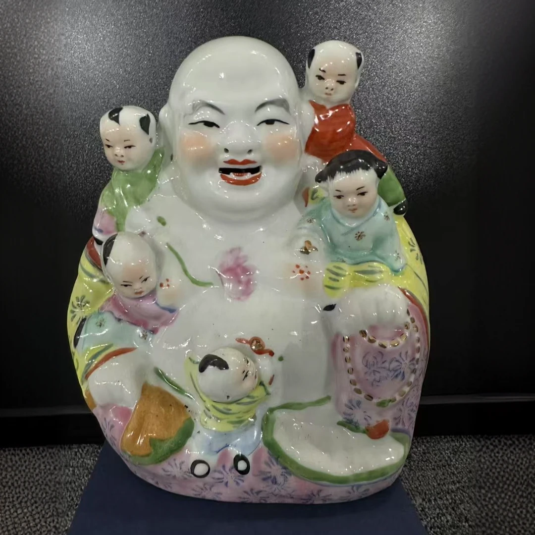 【雕塑瓷厂】五子登科笑佛古陶瓷TS-6888-高度20 肚径19