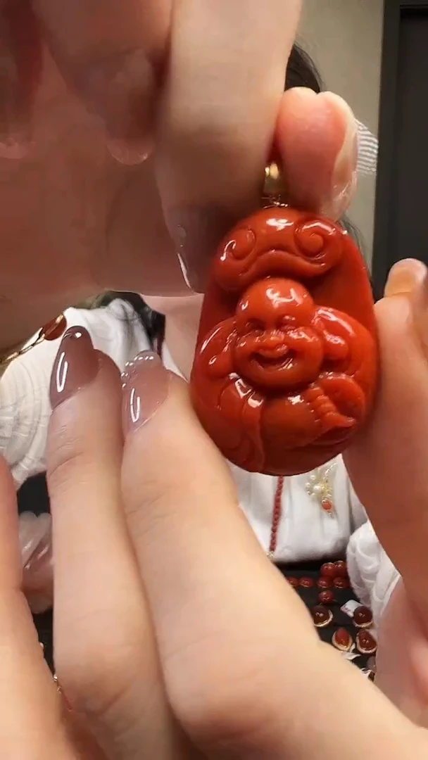 吊坠(不含链)18K金镶嵌南红玛瑙/佛牌