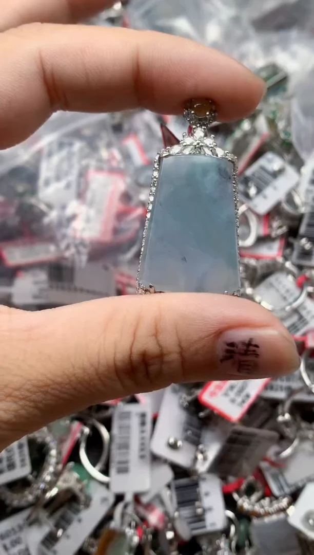 银S925镶嵌戒指翡翠天然A货缅甸翡翠