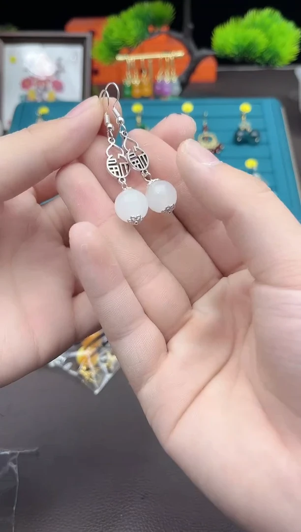 【闪购商品】玛瑙/玉髓耳钉银S925镶嵌s13000