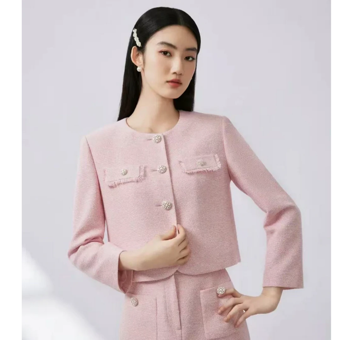 【专柜同款】千金风名媛优雅小香风短款花呢外套上衣女