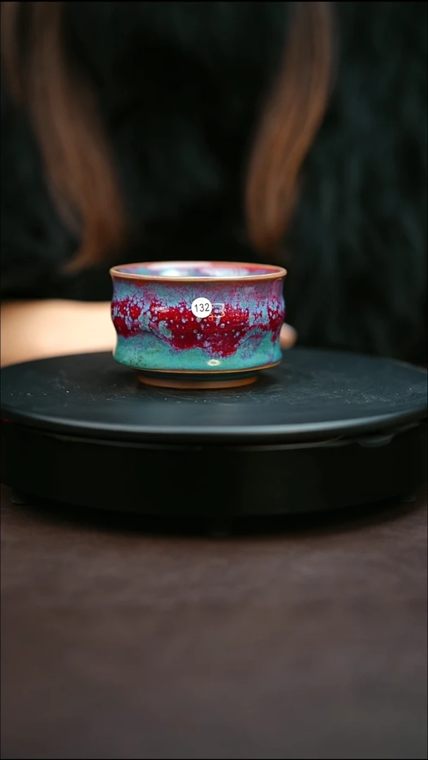 132#原矿钧瓷炉钧釉马蹄竹节杯