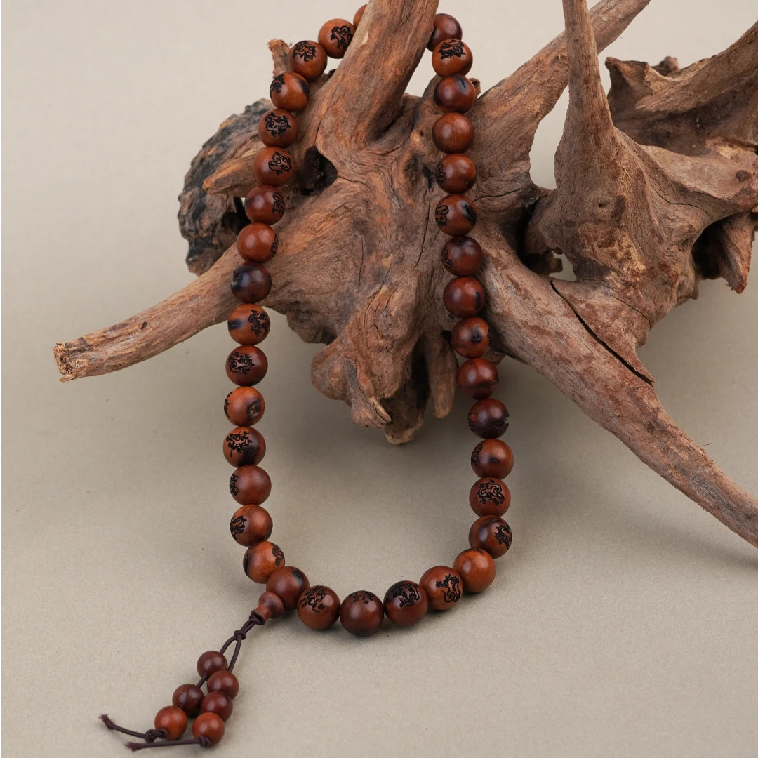 雷帅护身·国风雷纹雷枣36帅雷击枣木双圈手串饰品