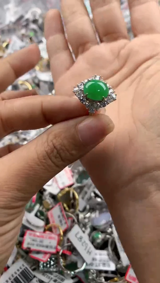 银S925镶嵌戒指翡翠888----8