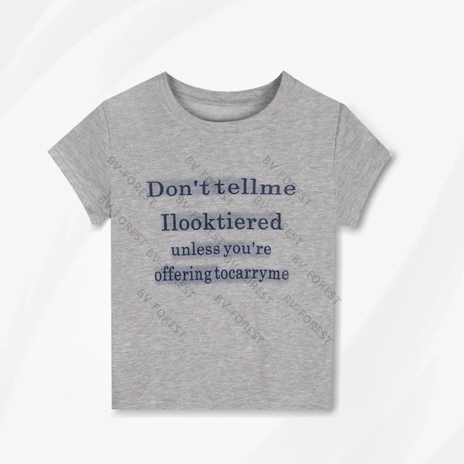 “漫画字母”夏季薄款天丝冰感减龄显瘦短袖T恤BV-T034