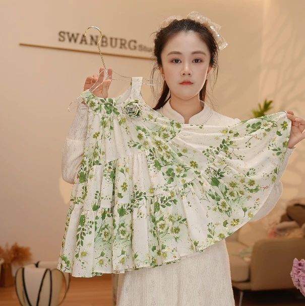 （现货）【Y.k7265】夏季新款女童碎花无袖连衣裙女宝洋气无袖连衣裙