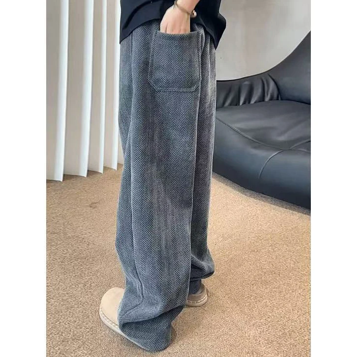 男装colyon休闲裤斑马纹肌理宽松直筒裤阔腿裤秋季卫裤弯刀裤子潮